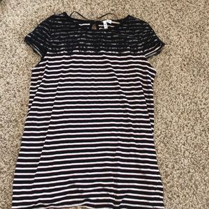 black white and red shirt